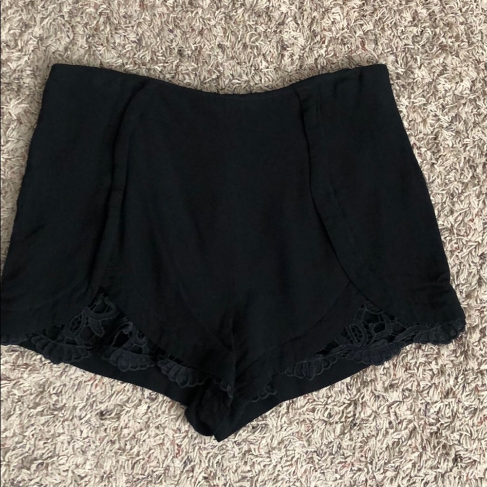 Black linen shorts